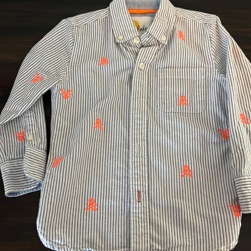 Mini Boden Skull Embroidered Button Down